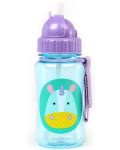 Детска бутилка със сламка Skip Hop Zoo - Еднорог, 350 ml - 1t