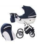 Детска количка 2 в 1 Baby Merc - Style, тъмносиньо и бяло - 1t