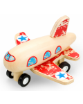 Детски дървен самолет Pino - Със задвижващ механизъм, червен - 1t
