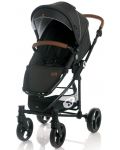 Детска комбинирана количка Lorelli - Crysta 3 в 1, Black - 2t