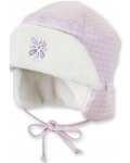 Детска шапка ушанка Sterntaler - 45 cm, 6-9 месеца, розово и бяло - 1t