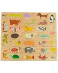 Детска дървена игра Andreu toys - Домино-пъзел, животни - 2t