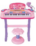 Детско пиано със стол и микрофон My Piano, 37 клавиша, розово - 1t