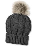 Детска плетена шапка с пискюл Sterntaler - 53 cm, 2-4 години, тъмносива - 1t
