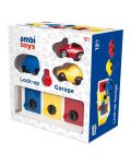 Детски комплект за игра Ambi Toys - Гараж с ключалки и три колички - 1t