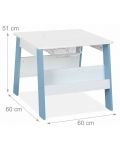 Детска дървена маса с 2 столчета и място за съхранение Ginger Home - Бяла със синьо - 4t