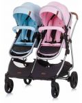 Детска количка за близнаци Chipolino - Дуо Смарт, Роза/Скай - 7t