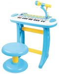 Детско пиано със стол и микрофон Baoli Melody, 31 клавиша, синьо - 1t