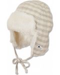 Детска шапка ушанка Sterntaler - 47 cm, 9-12 месеца, бежова - 1t