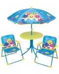 Детски градински комплект Fun House - Маса със столчета и чадър, Baby Shark - 1t