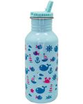 Детска бутилка със сламка Nerthus - Океан, 500 ml - 1t