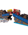 Детски дървен комплект Bigjigs - Пиратски влак - 2t