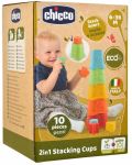 Детска играчка 2 в 1 Chicco  - Кула с чаши, 10 части - 5t