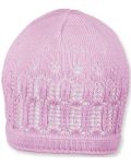 Детска плетена памучна шапка Sterntaler - 41 cm, 4-5 месеца, розова - 1t