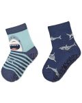 Детски чорапи със силиконова подметка Sterntaler - С акули, 23/24, 2-3 години, 2 чифта - 1t
