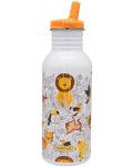 Детска бутилка със сламка Nerthus - Джунгла, 500 ml - 1t