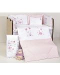 Спален комплект с бродерия Dizain Baby - Розови зайчета, 5 части, 60 х 120 cm - 1t