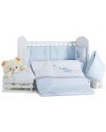 Спален комплект с бродерия Dizain Baby - Слонче, син, 4 части, 70 х 140 - 1t