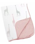 Памучно одеяло Doomoo Dream - Giraf, розово, 75x100 - 1t