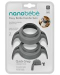 Дръжки за силиконови бутилки Nanobebe - 2 броя, сиви - 1t