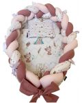 Двулицево гнездо с възглавничка 3 в 1 Niki's Dreams - Розови лисичета - 3t