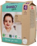 Еко пелени за еднократна употреба Bambo Nature - Размер 4, L, 7-14 kg, 24 броя, хартиена опаковка - 5t