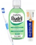 Elgydium & Eludril Комплект - Антикариесна паста и Вода за уста, 75 + 500 ml + Четка за зъби, Soft - 1t