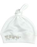 Бебешка шапка с възел For Babies - Give me a hug, син надпис - 1t