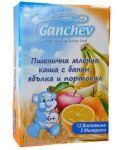 Пшенична млечна каша Ganchev - Банан, ябълка и портокал, 200 g - 1t
