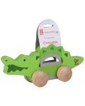 Дървена играчка на колела - Крокодил - 1t