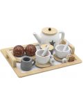 Игрален комплект Ginger Home - Дървен сет за чай, бяло-сив - 2t