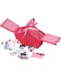 Игрален комплект Small Foot - Кошница за пикник с чаен сервиз, розова - 2t