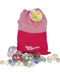 Игрален комплект Goki - Торбичка със стъклени топчета Peggy Diggledey, 50 броя - 1t