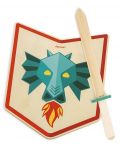 Игрален комплект Janod - Дървени меч и щит, дракон - 2t