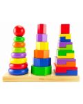 Игрален комплект Viga - Дървени геометрични пирамиди - 4t