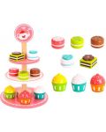 Игрален комплект Tooky Toy - дървени кексчета и десерти на поднос - 2t