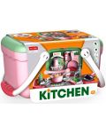 Игрален комплект Raya Toys - Кухня в кошница с пара и светлини - 4t