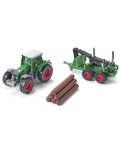 Метална играчка Siku Super - Трактор с ремарке за горското стопанство - 3t