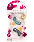 Каучукови залъгалки NIP - Cherry, сини, 6 м+ 2 броя - 5t