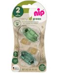 Каучукови залъгалки NIP Green - Cherry, зелени, 6 м+, 2 броя - 6t