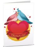 Картичка iGreet - Две пиленца са кацнали върху сърце - 1t