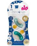 Каучукови залъгалки NIP - Cherry Night, 0-6 м, зелени, 2 броя - 4t