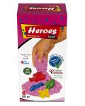Кинетичен пясък в кyтия Heroes - Розов цвят, с 4 фигурки - 1t