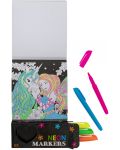 Книжка за оцветяване Grafix - С 5 неонови маркера - 3t