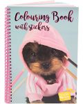 Книжка за оцветяване със стикери Paso Studio Pets - A4, кученце - 1t
