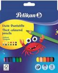 Комплект цветни триъгълни моливи Pelikan – Jumbo, 12 цвята - 1t