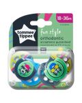 Комплект ортодонтични залъгалки Tommee Tippee Fun Style - 18-36 месеца, 2 броя, Момче - 1t