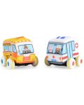 Комплект меки играчки Huanger - Инерционни коли, линейка и павилион  - 5t