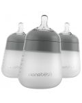 Комплект силиконови бутилки Nanobebe - Flexy, 270 ml, 3 броя, сиви - 1t