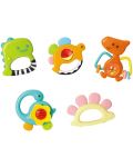 Комплект бебешки дрънкалки Hola Toys - Динозаври, 5 броя - 1t